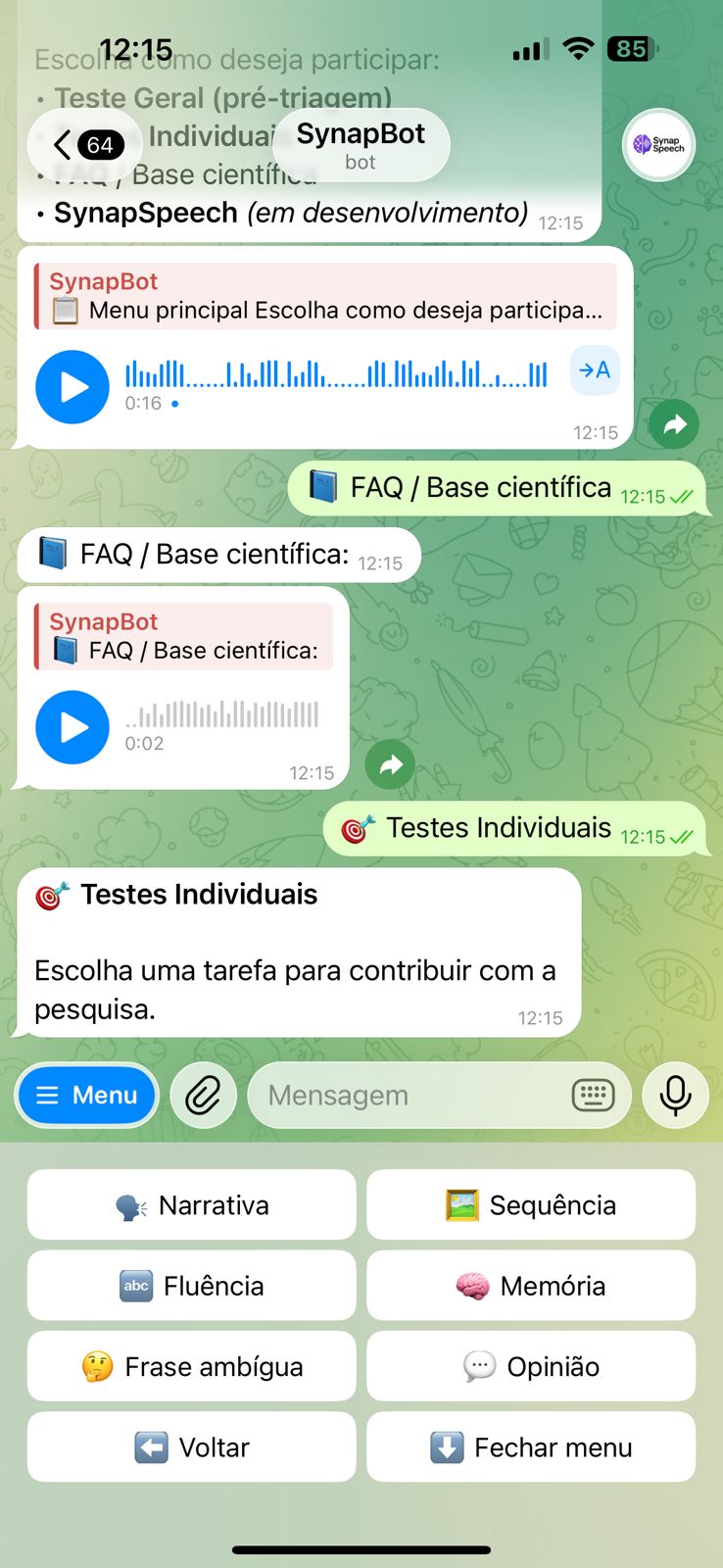 Registro de tarefas de linguagem com o ConnectSynap